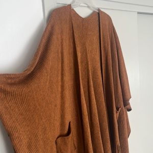 Fringe knit shawl cardigan